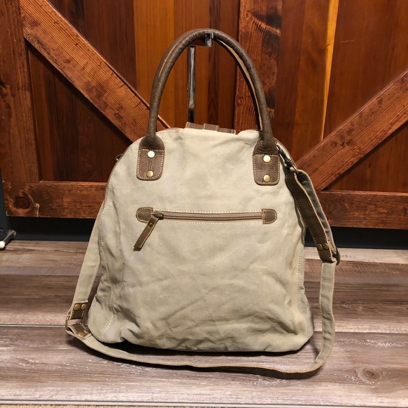 Myra upcycled Canvas Gerster Shoulder Bag Purse - Picture 4 of 7